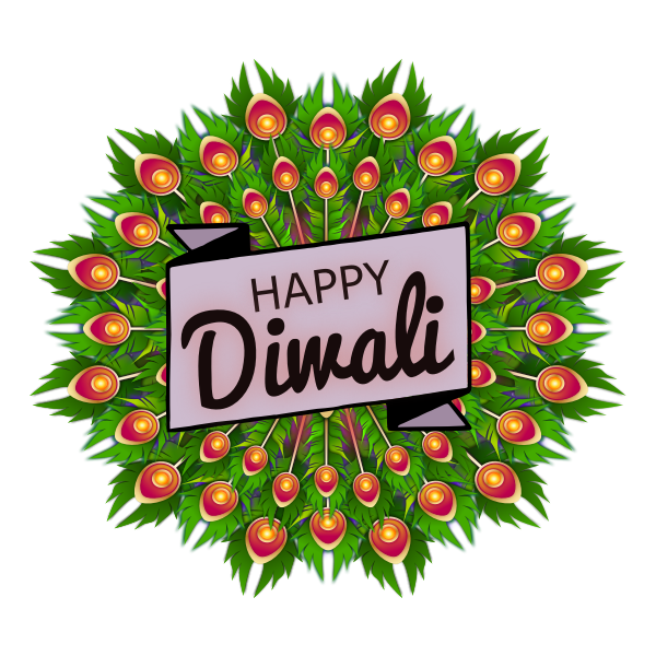 image of a circle of flowers with text of Happy Diwali