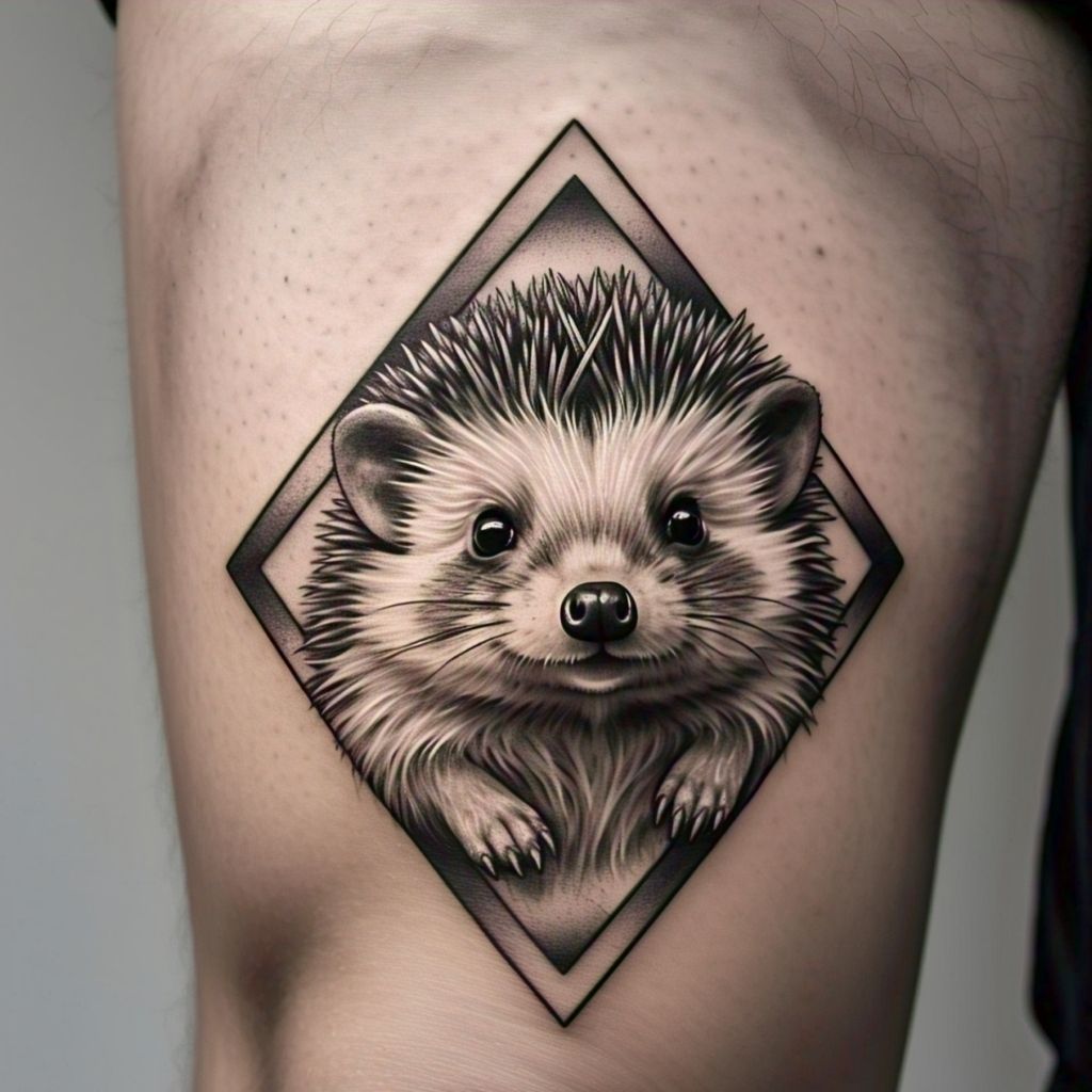 Geometric Hedgehog Tattoo
