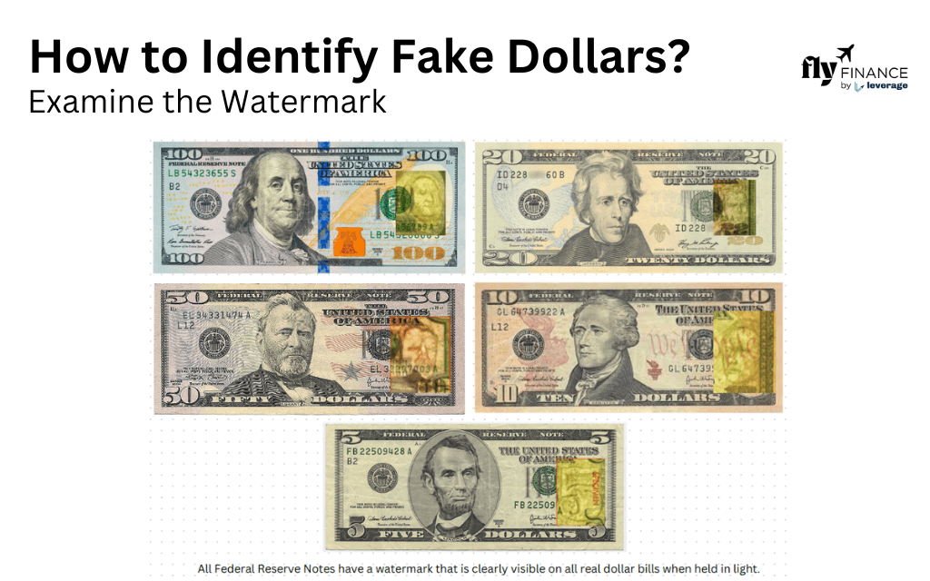 examine the watermark for counterfeit dollars