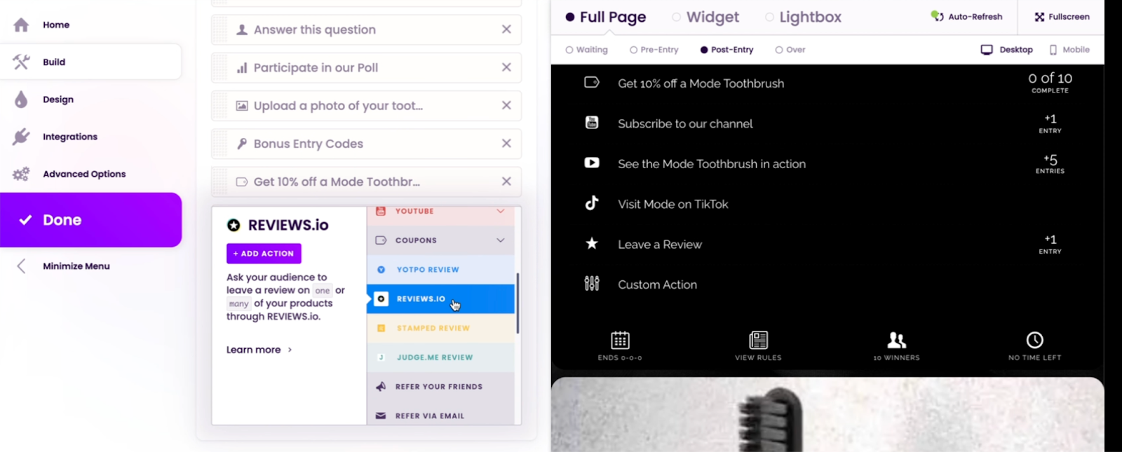 ViralSweep now offers a native integration with REVIEWS.io