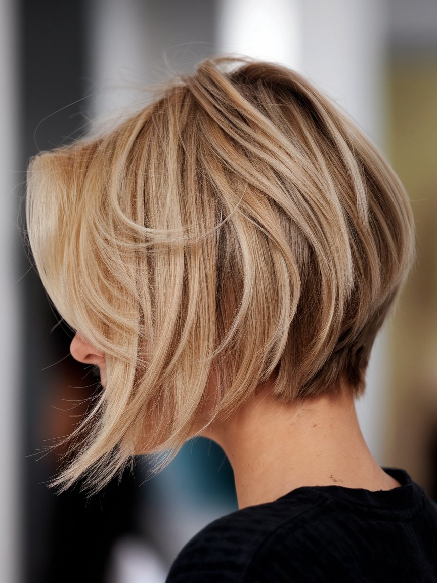 3. Steeply Angled Feathered Bob