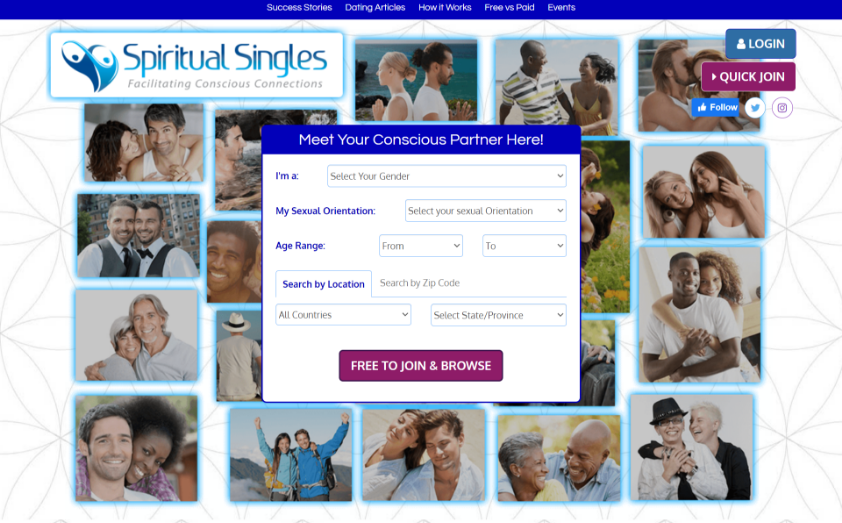 spiritual singles dating site homepage