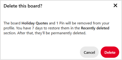 confirm board deletion