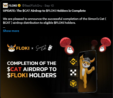 $CAT Airdrop To $Floki Holders