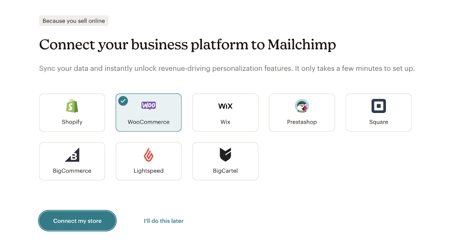 connect woocommerce with Mailchimp