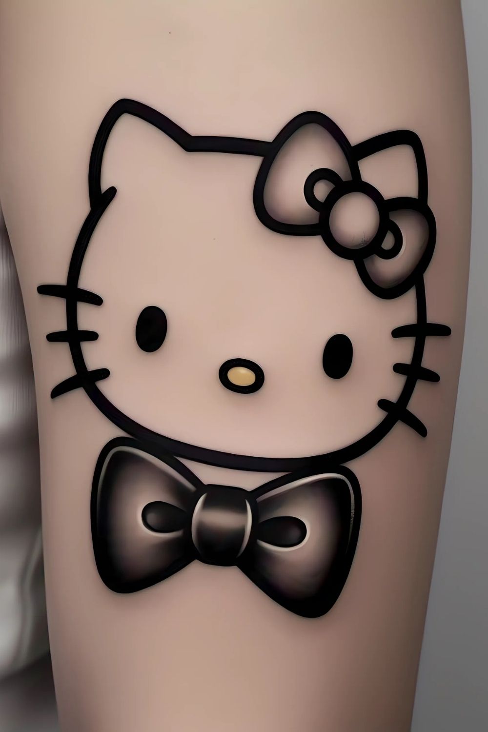 Hello Kitty with a Stylish Bowtie Tattoo