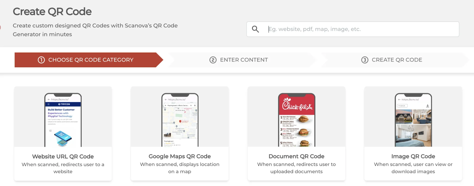 Scanova's dashboard: Create QR Code