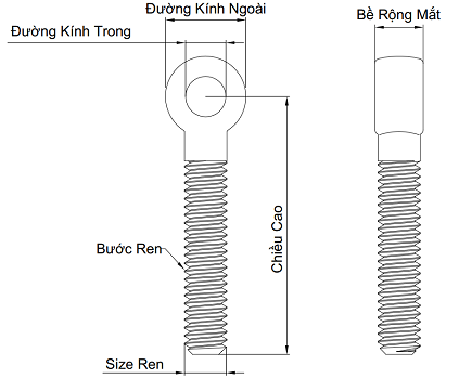 Bản vẽ kĩ thuật của bulong mắt cẩu
