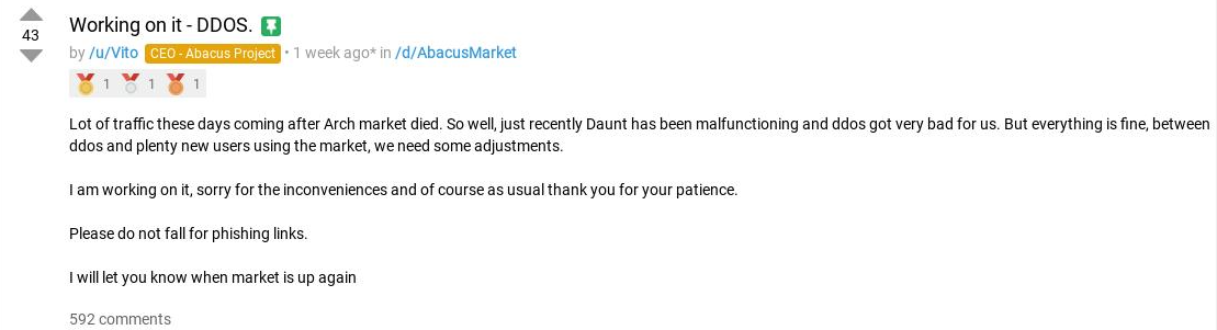Abacus Market: The Bitcoin-fueled marketplace, once controlling 70% of Western darknet trade, disappears overnight, leaving users empty-handed