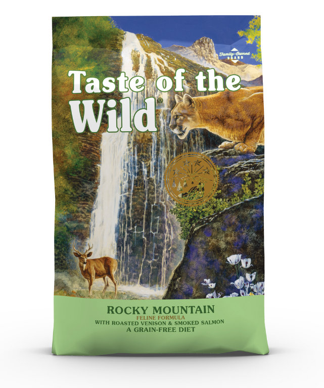 Taste of the Wild grain-free cat food packaging.