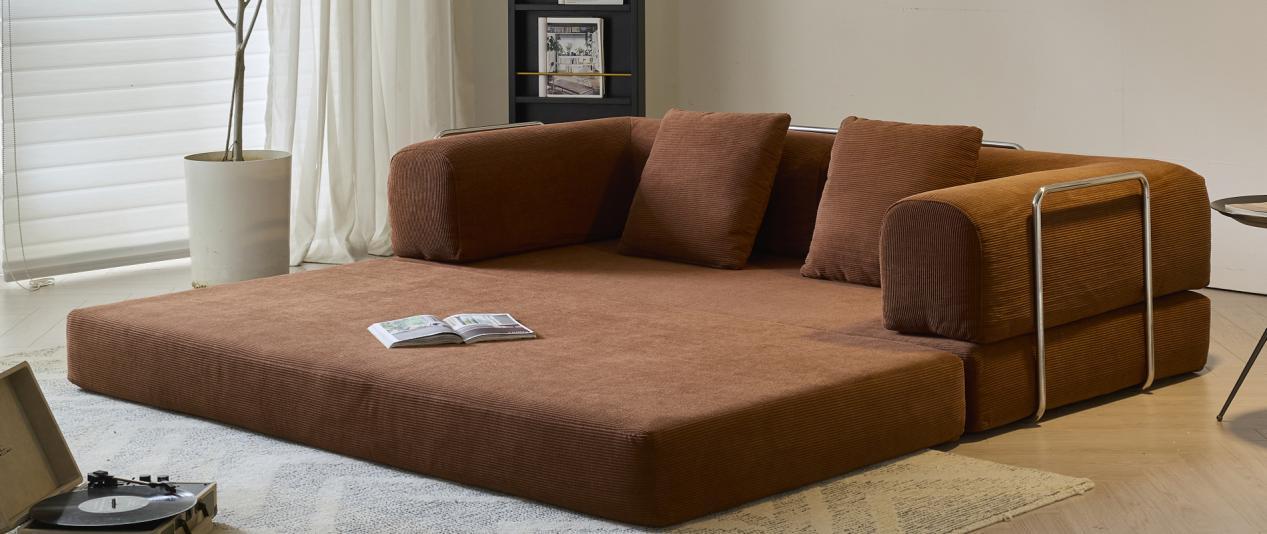 JASIWAY 78.7'' Compress Upholstered Convertible Sofa Bed with Corduroy Fabric