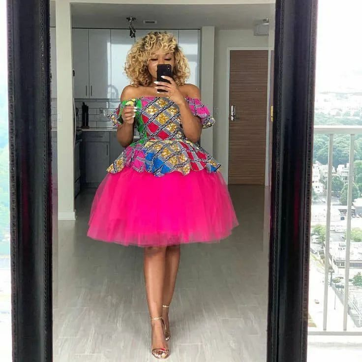 Short Ankara Dress with Tulle