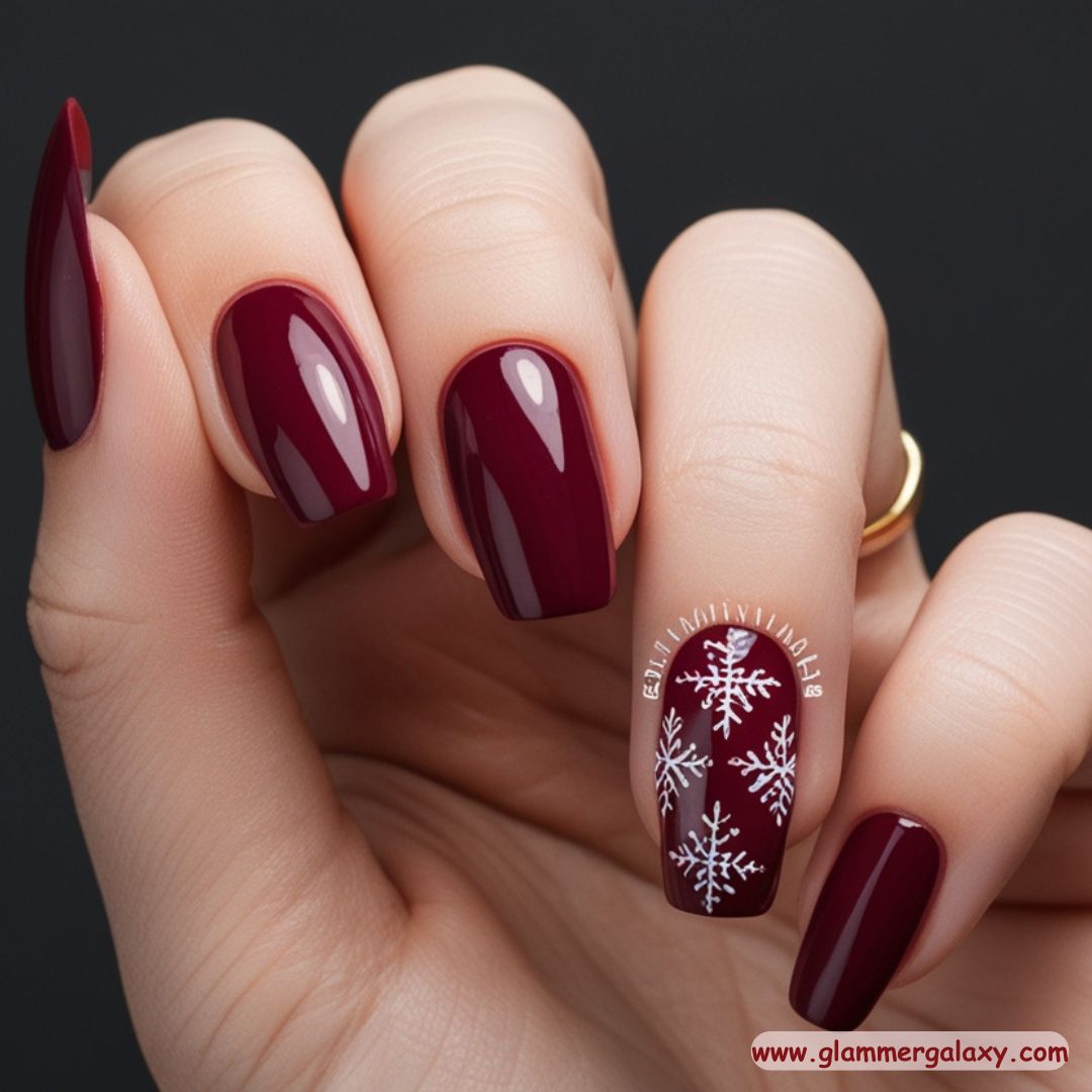 Red Winter Nail Designs having Burgundy Elegance
