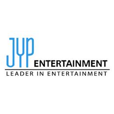 This contains an image of JYP Entertainment logo shown on a white background with blue letters 