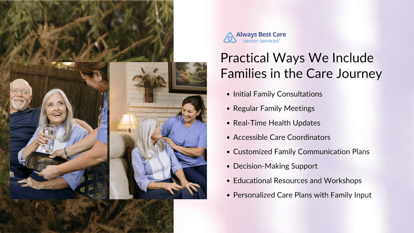 This infographic details practical ways we include families in the care journey