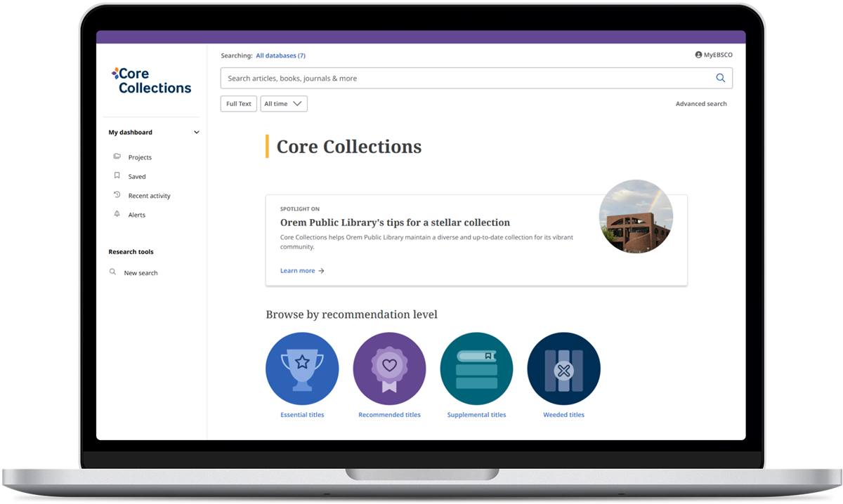 New Core Collections User Interface Homepage