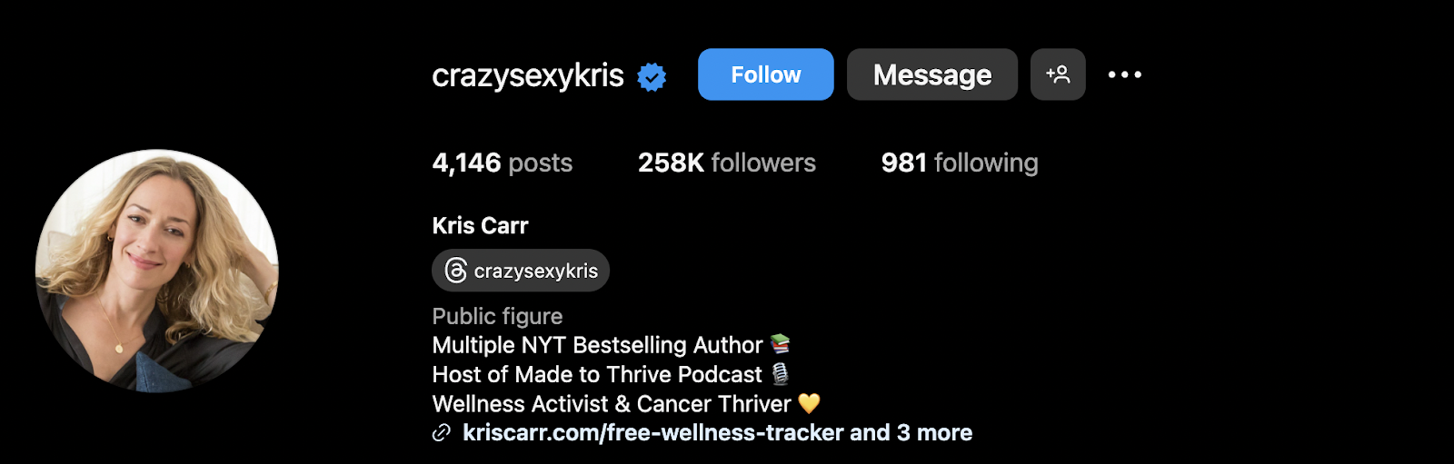 Crazy Sexy Kris IG profile