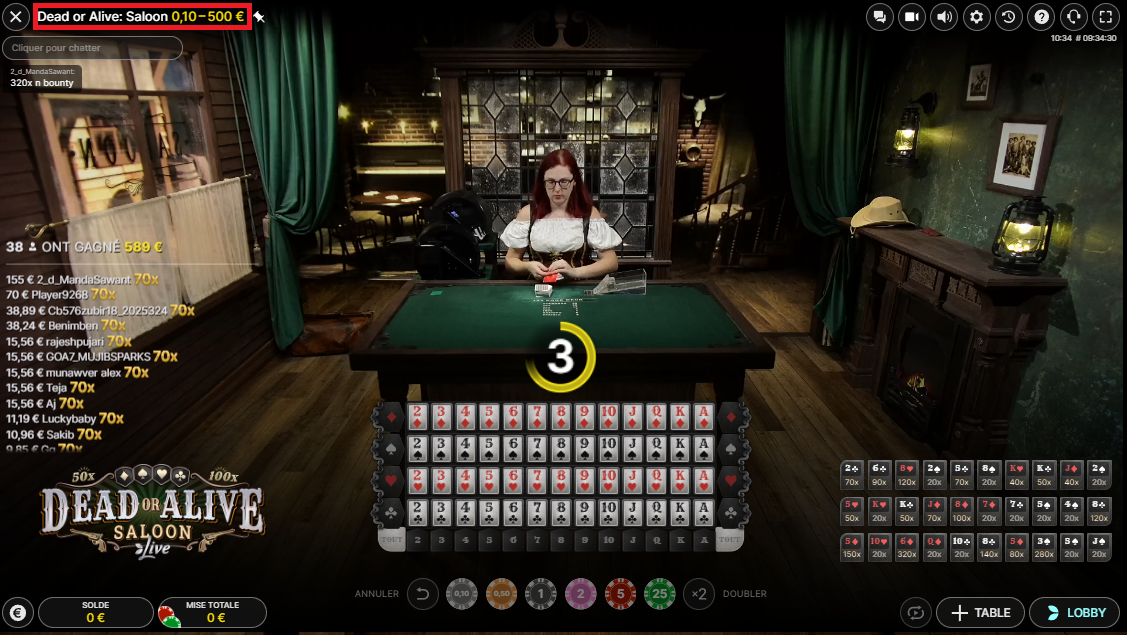 Mises et gains Dead or Alive Saloon