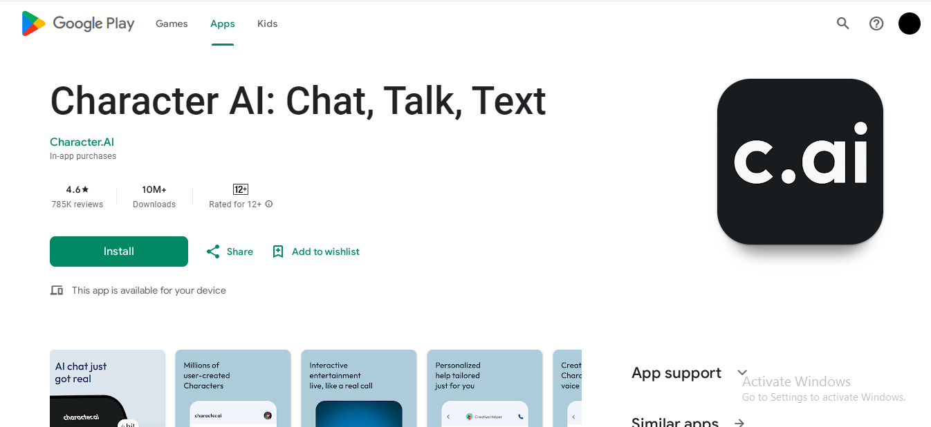 Character AI Chat, Talk and Text Android app