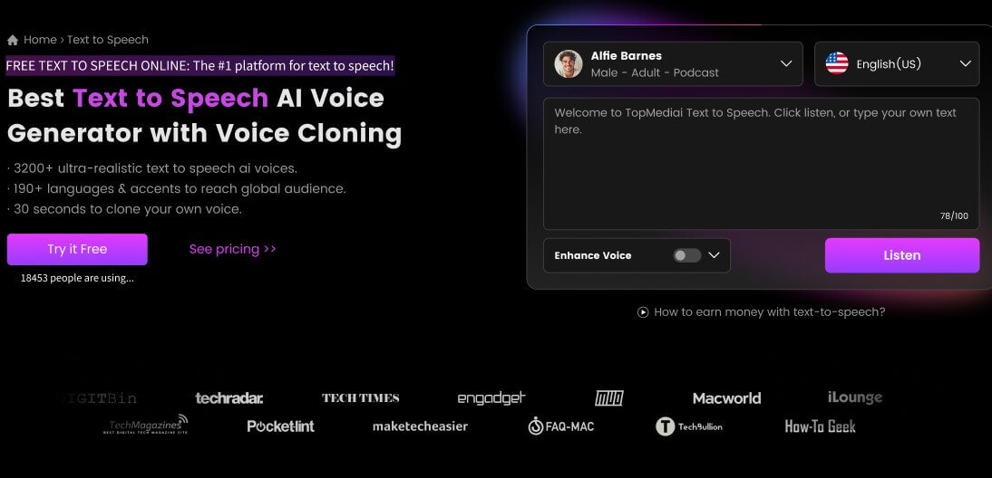 TopMediai: Fox McCloud AI Voice TTS Generator