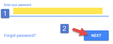 enter your password and click the blue next button