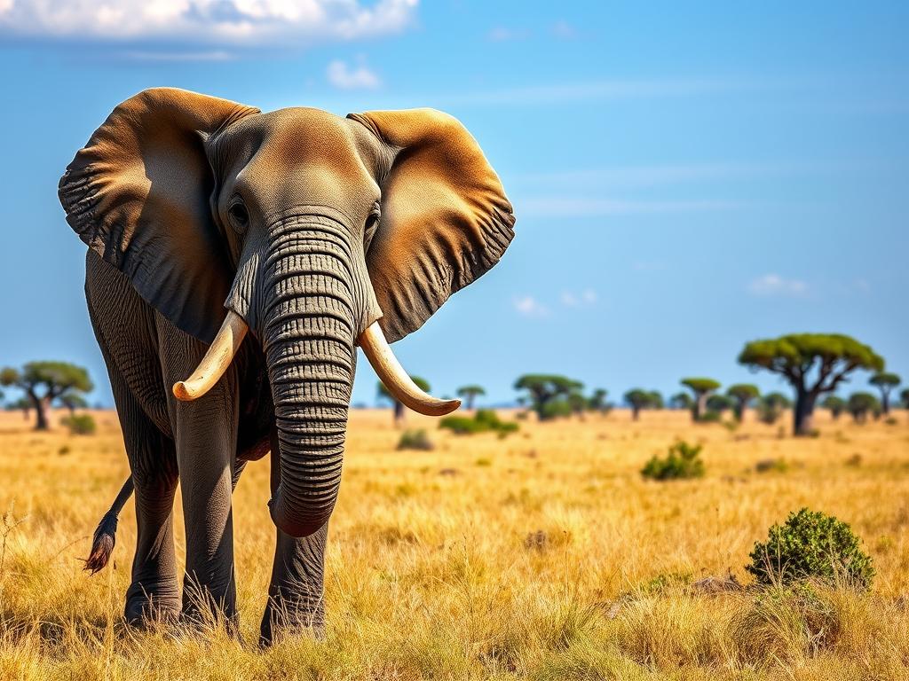 African bush elephant in savanna habitat