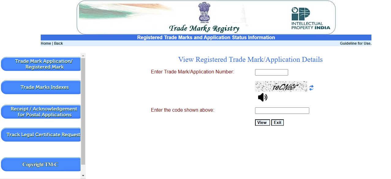 Trade mark application details