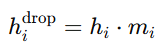 Formula for calculating output after dropout.