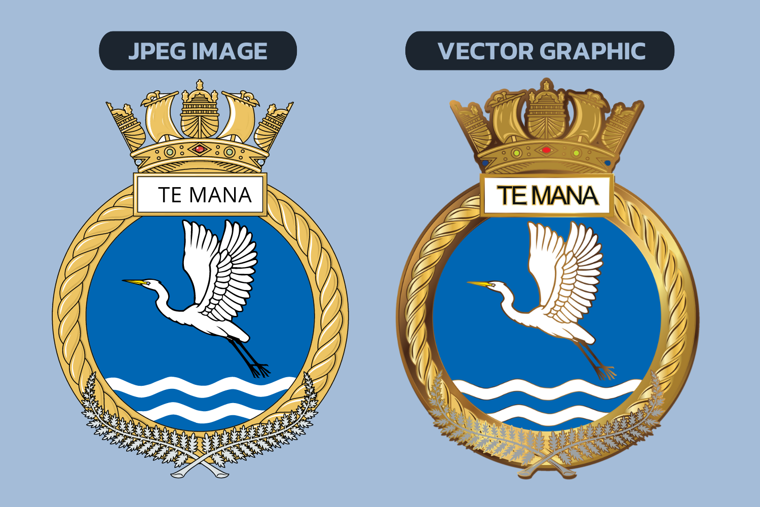 Custom crest for Royal New Zealand Navy shipHMNZS Te Mana.