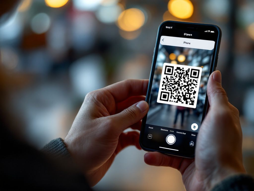 iPhone user scanning QR code with camera app