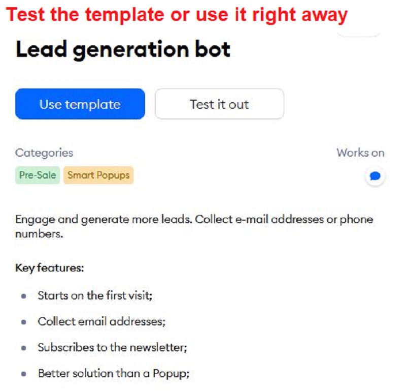 Use chatbot templates in Tidio