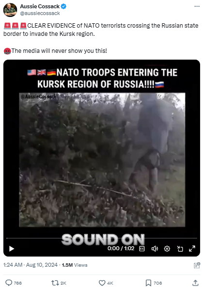 CLEAR EVIDENCE of NATO terrorists crossing the Russian state border to invade the Kursk region.