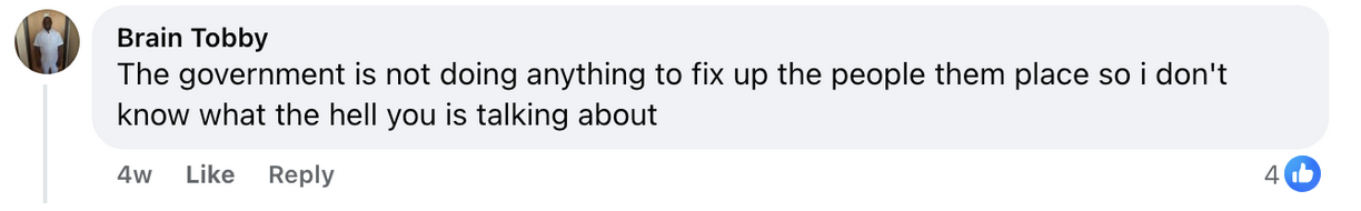 Images of someone's comment on Facebook explain that governments can't help