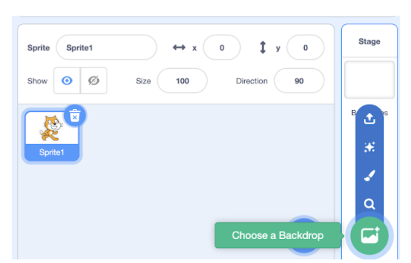 Choosing Backdrop in Scratch 