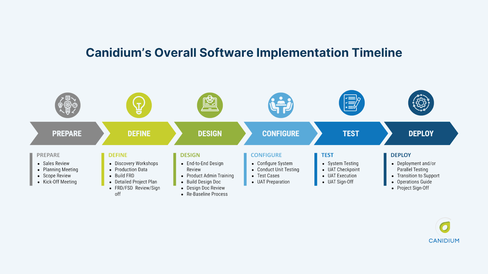 Canidium's overall software implementation timeline