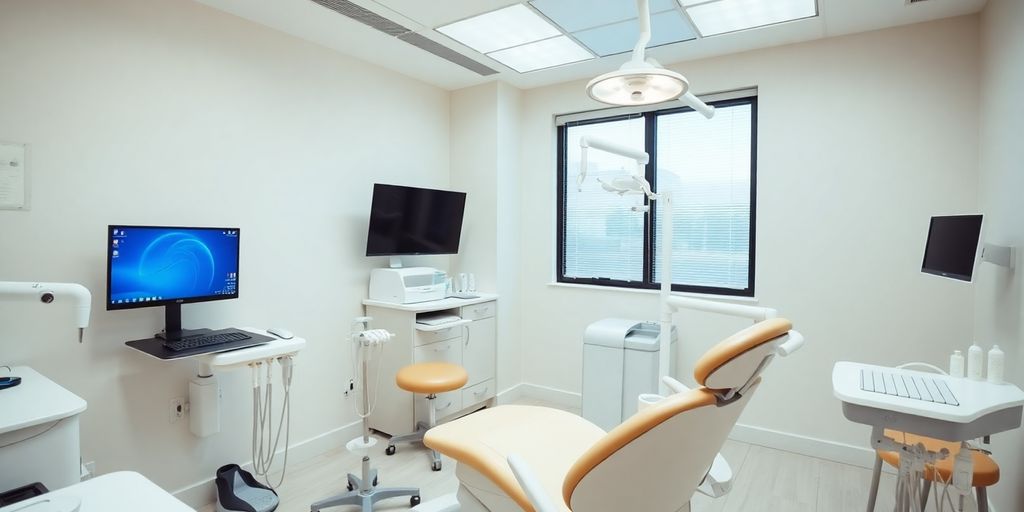Modern dental clinic with advanced equipment and tools.