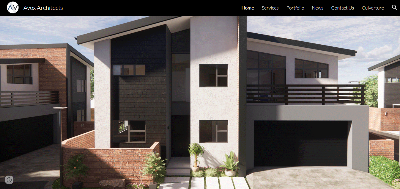 Avox Architects homepage - one of the best Google Sites blog examples