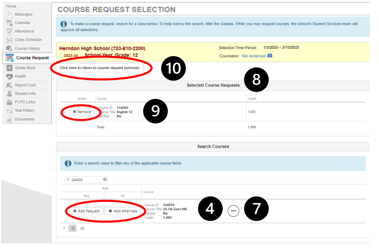 This is a visual guide to steps 4 through 10with the specific buttons identifed.