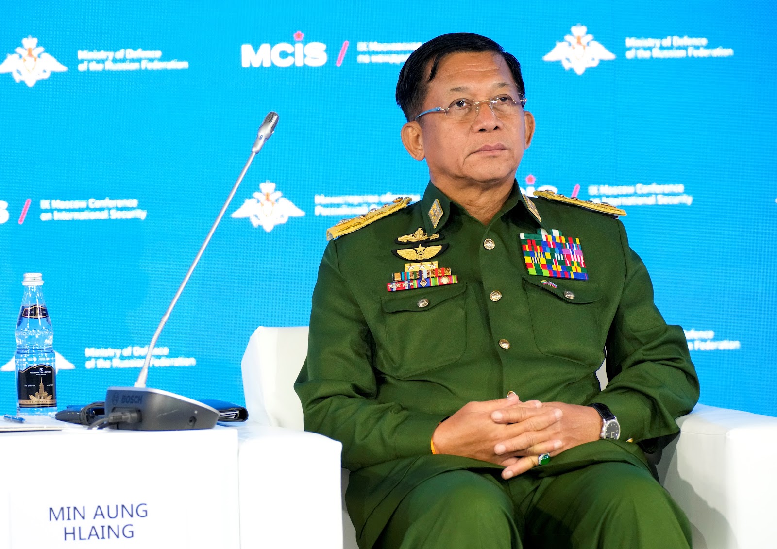 Commander-in-Chief of Myanmar's armed forces, Senior General Min Aung Hlaing attends the IX Moscow conference on international security in Moscow