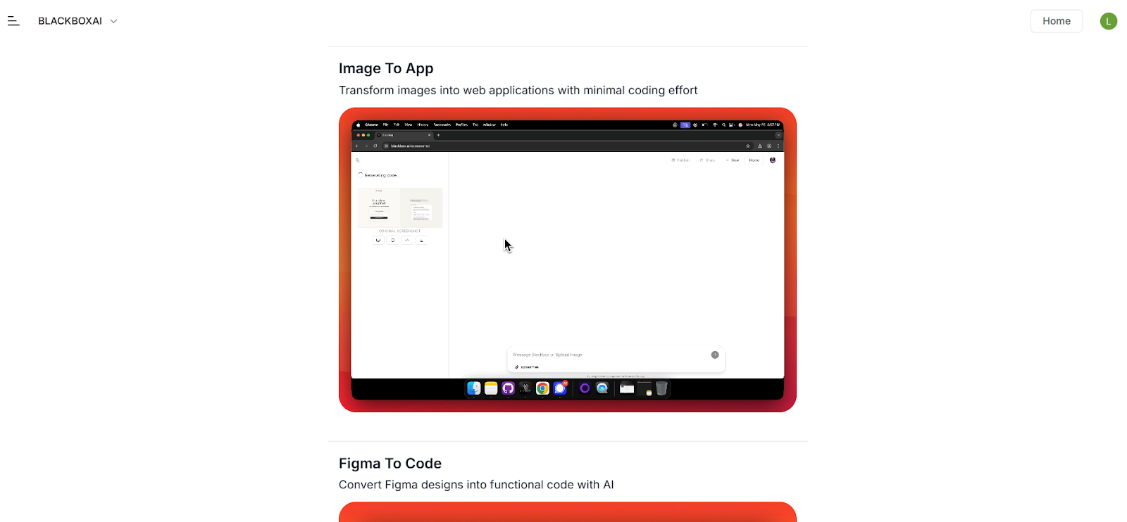 Image to app feature 