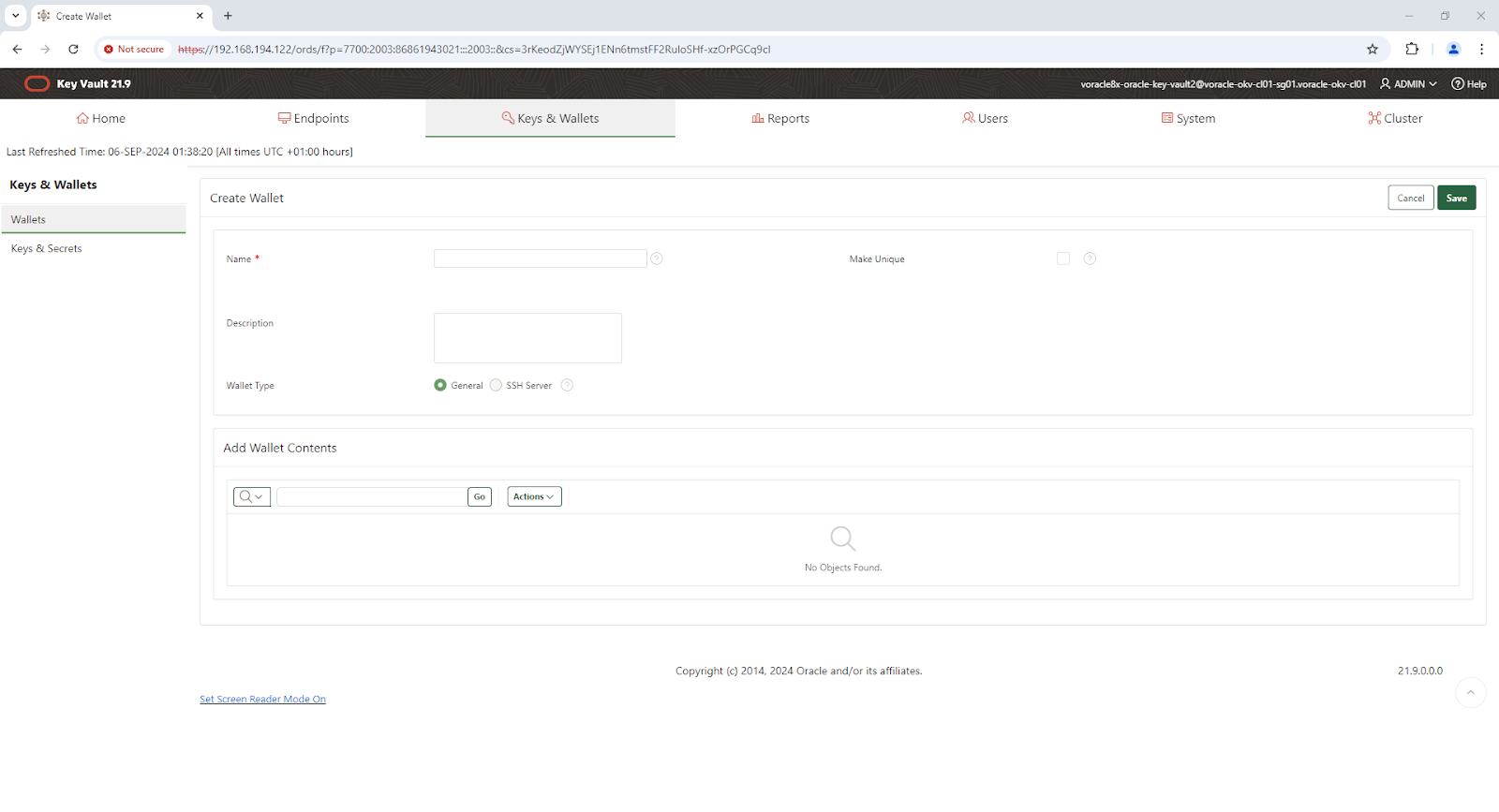 Create Wallet - Google Chrome