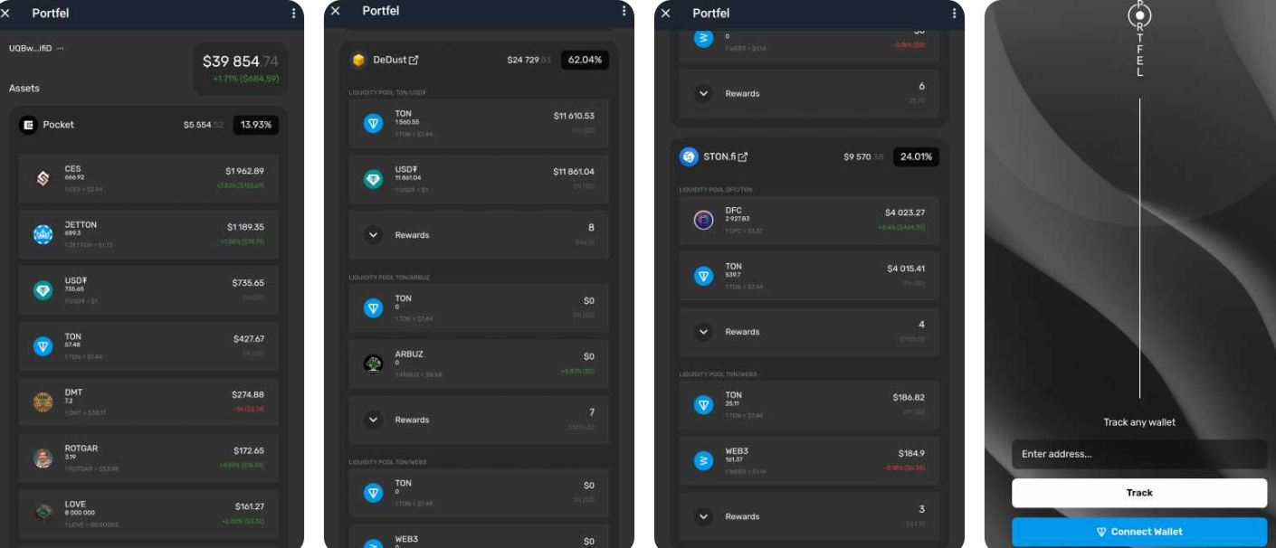 Portfel Portfolio Tracker Interface. 