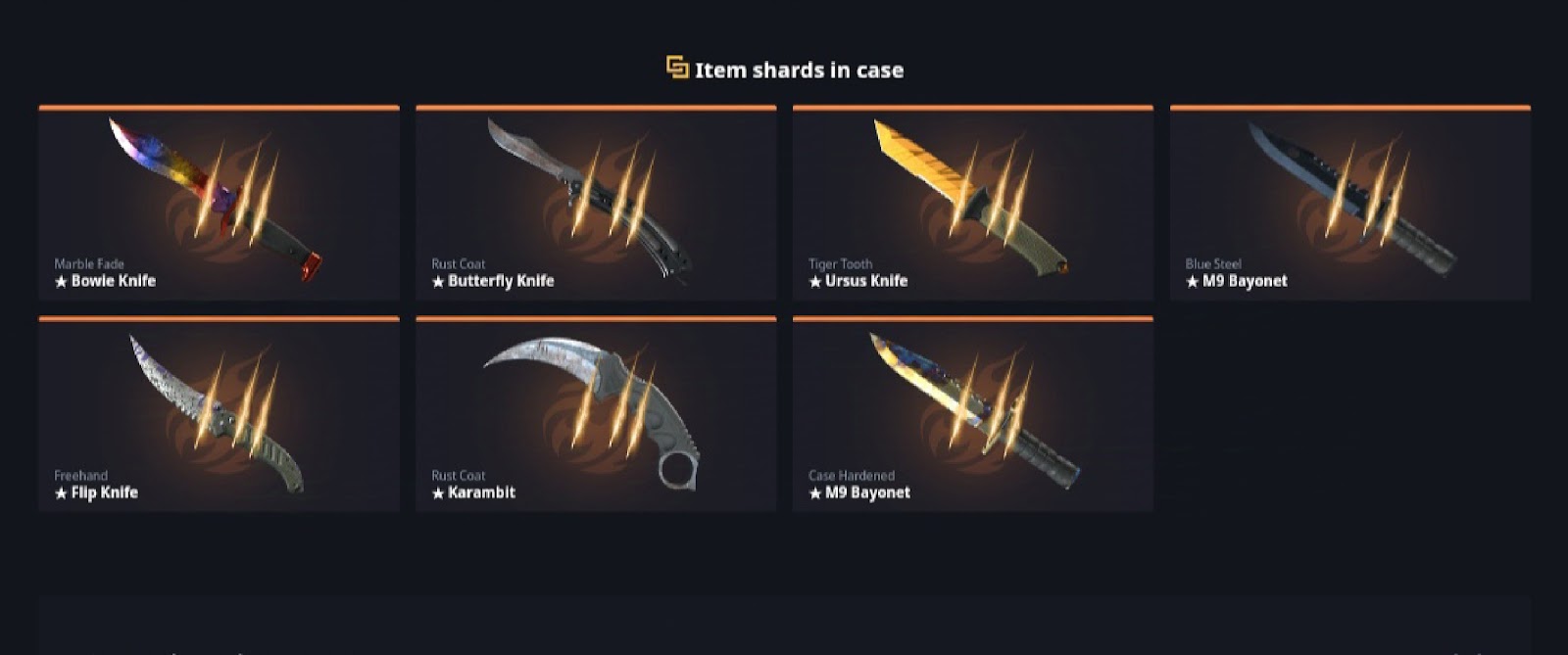 Hidden prizes in CS2 case