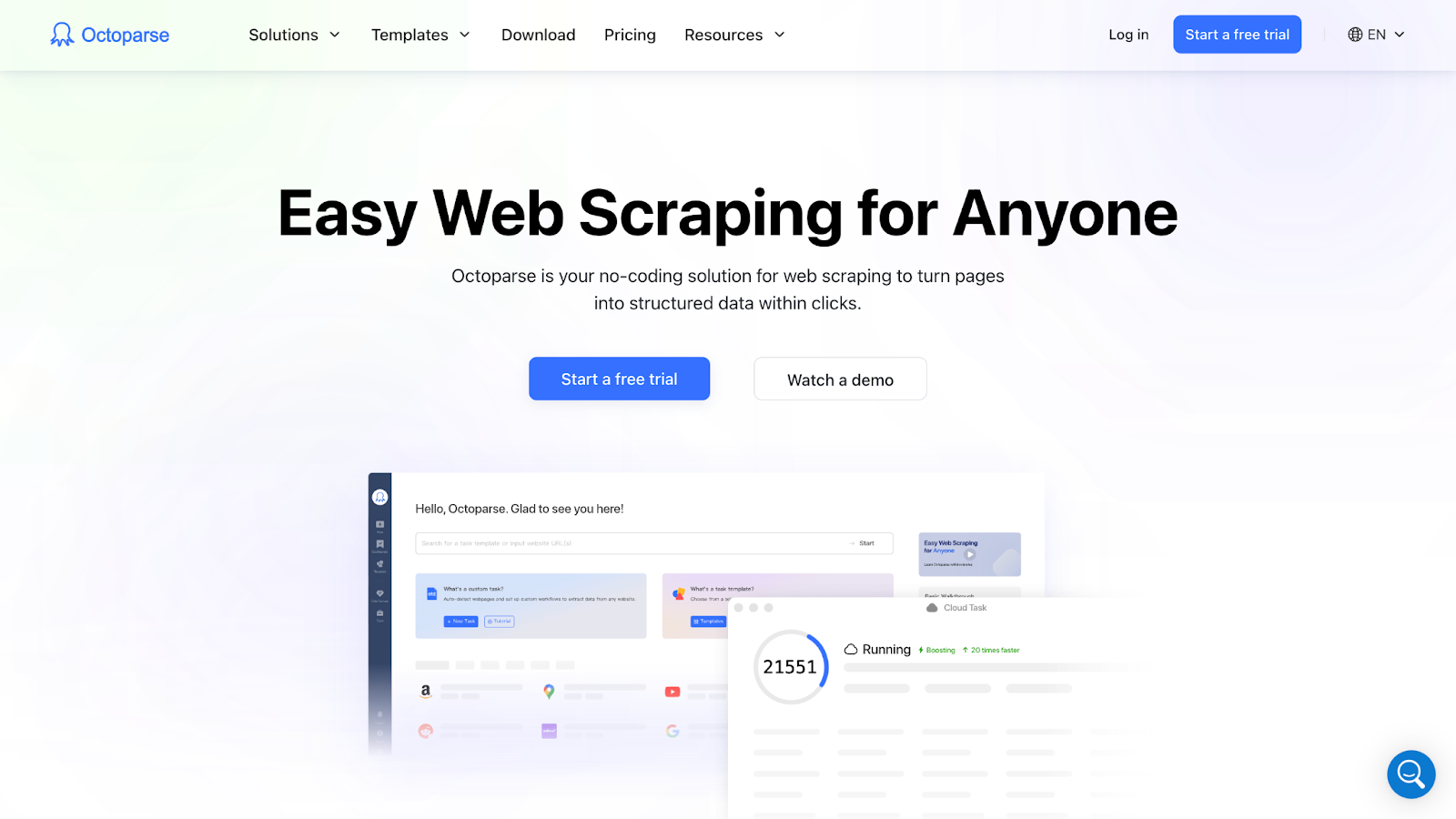 OctoParse Landing Page