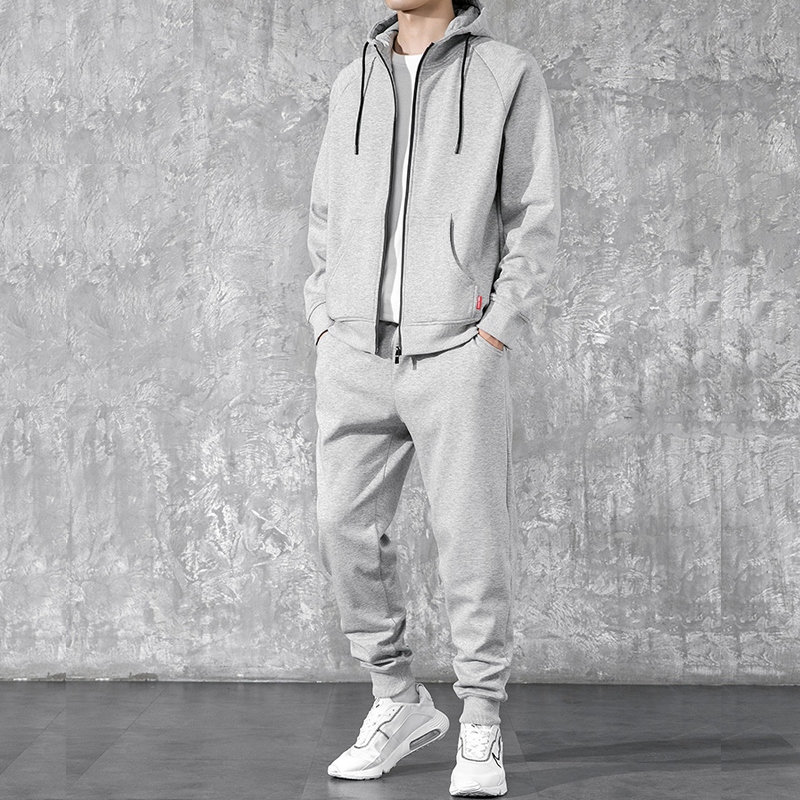 Cheap custom 2 piece set sweatsuit jogger sportswear cotton tracksuit men