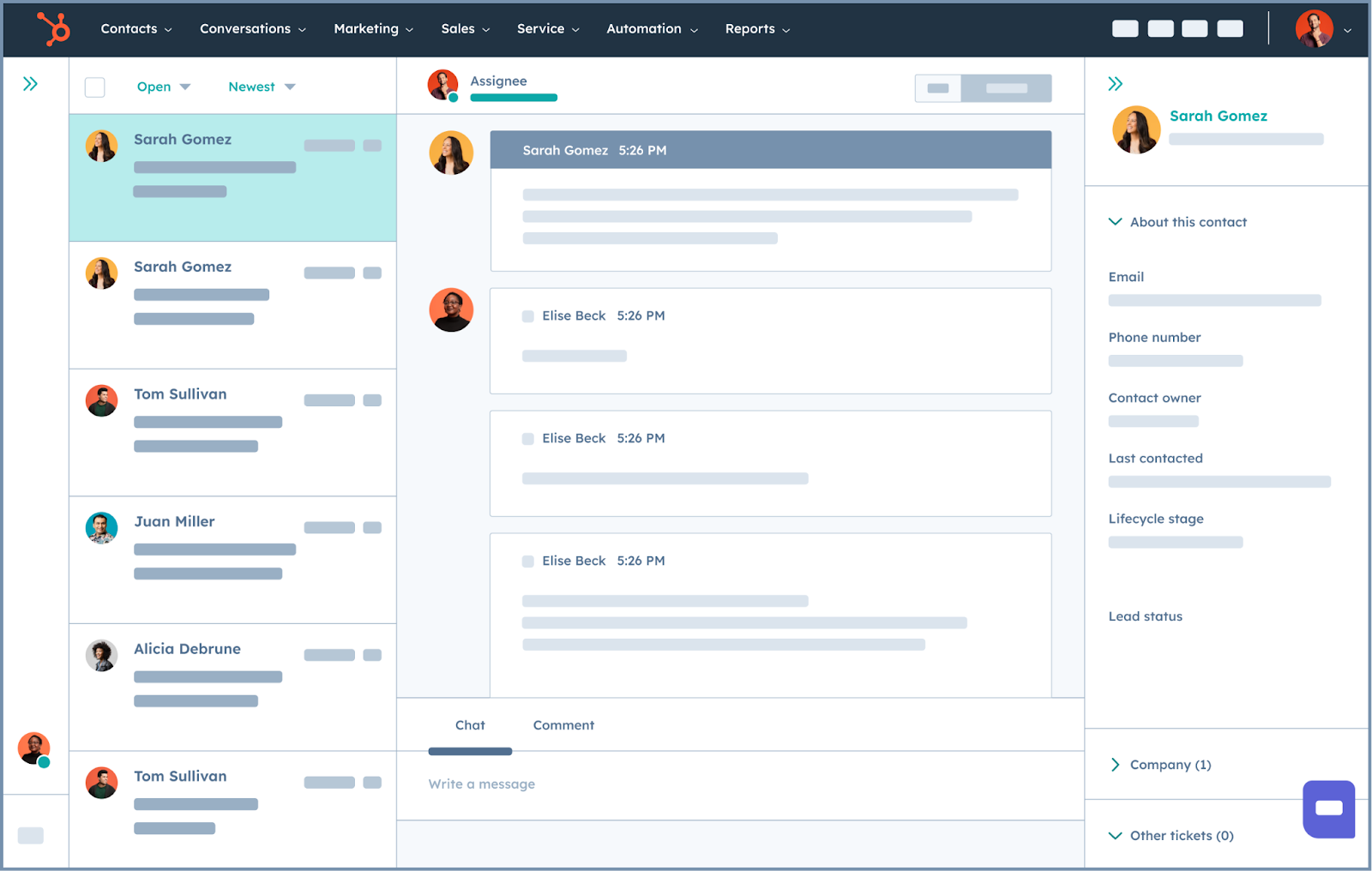 HubSpot CRM UI. 