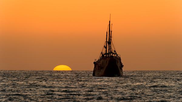 Sunset at sea.