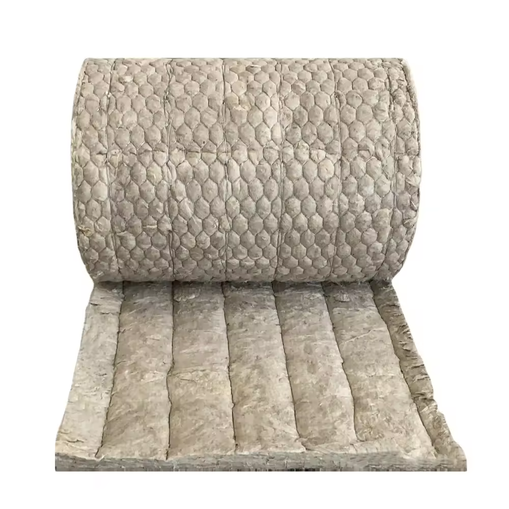 Bông khoáng Rockwool cuộn có lưới kẽm Bông khoáng Rockwool cuộn có lưới kẽm