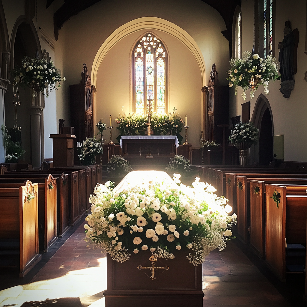 A funeral at a church | Source: Midjourney