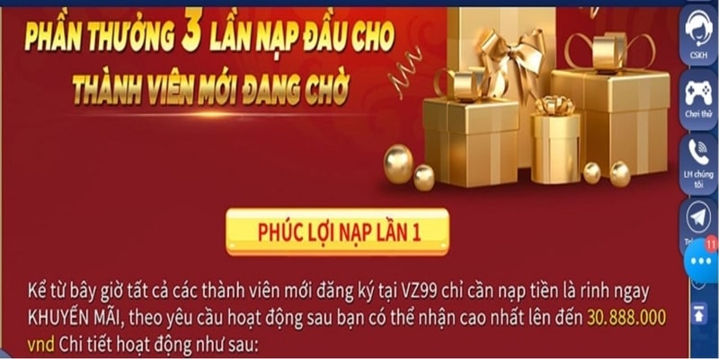 Vz99 mang đến khuyến mãi hấp dẫn